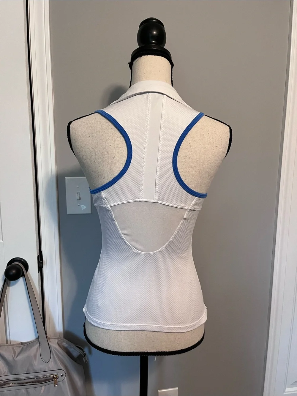 Nike White Sleeveless Polo Tank with Blue Accents